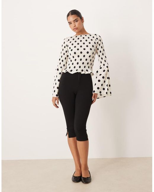 ASOS Natural Shirred Bodice Long Sleeve