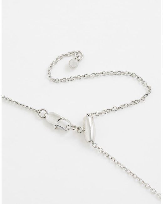 Reclaimed Vintage White Rhodium Pendant With Star Emboss Necklace for men
