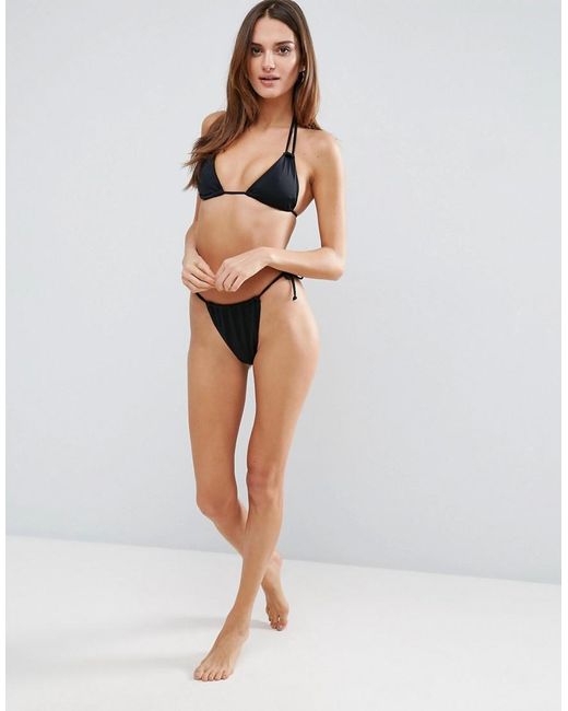 Missguided High Leg String Bikini Bottom in Black Lyst