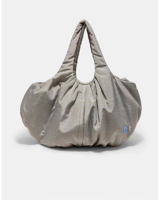Stradivarius Gray Quilted Maxi Bag