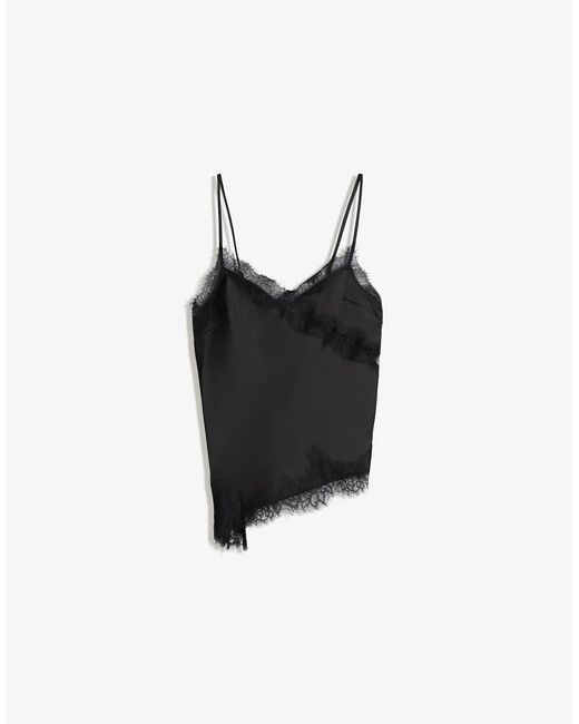 Bershka Metallic Asymmetric Sateen Strappy Top