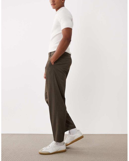 ASOS Natural Tailored Wool Look Relaxed Tapered Pants for men