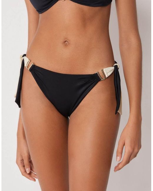 Calzedonia Black Bow Bikini Bottoms Elegant Bicolor