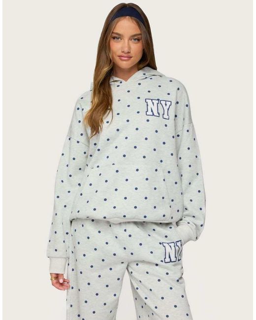 Edikted White Ny Babe Polka Dot Hoodie