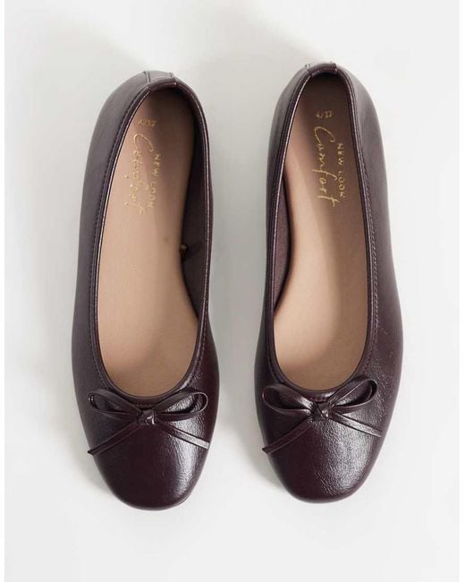 New Look White Faux Leather Bow Ballet Flat