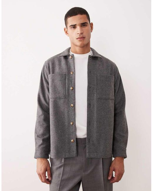 ASOS Gray Wool Overshirt for men