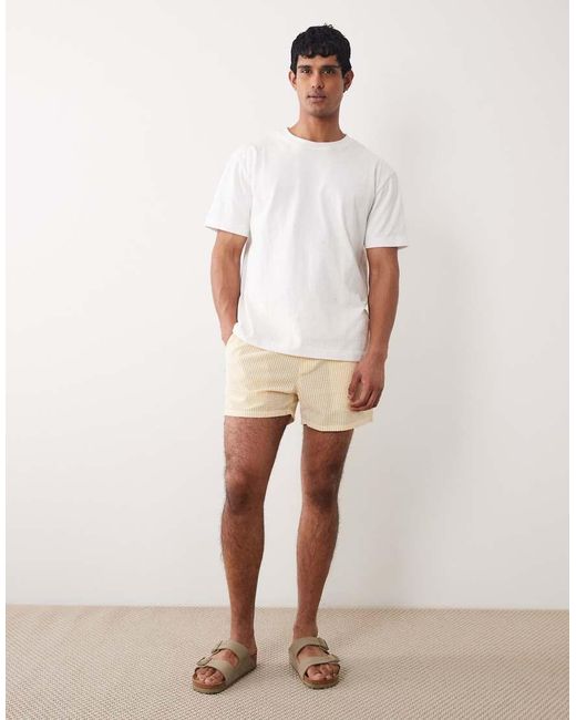 ASOS Natural Seersucker Swim Shorts for men