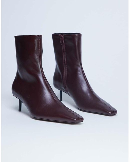 TOPSHOP Purple Narla Premium Real Leather High Pin Heeled Ankle Boots