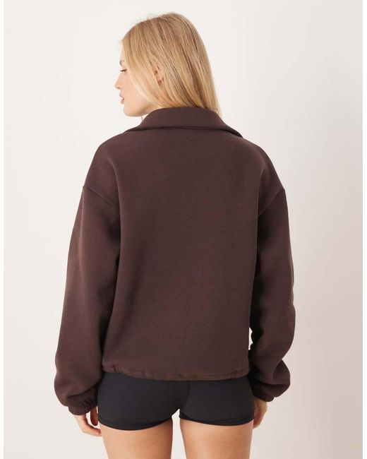 Gina Tricot Purple Soft Pile Borg Gym Zip Through Sweater Fleece
