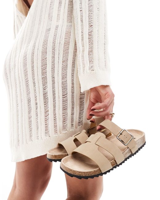 Asos Design Wide Fit Natural Asos design – wide fit – field – flache mules