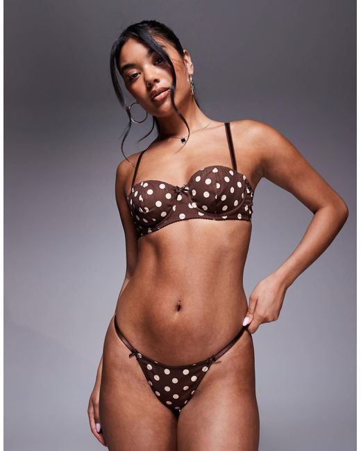 ASOS Gray Shay Polka Dot Lingerie Thong