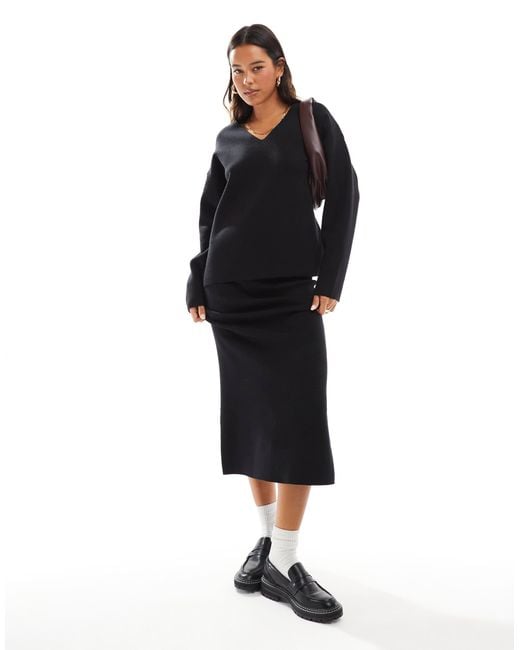 Object Black Structured V Neck Jumper Co-ord