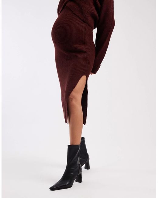 Mama.licious Red Mamalicious Maternity Knitted Midi Skirt Co-ord