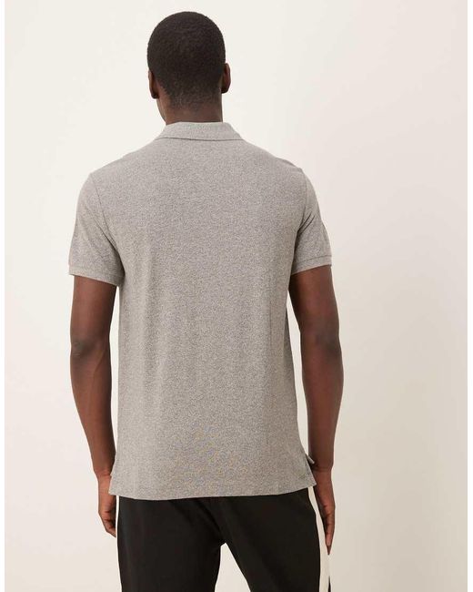 Polo Ralph Lauren Gray Icon Logo Custom Slim Fit Pique Polo for men