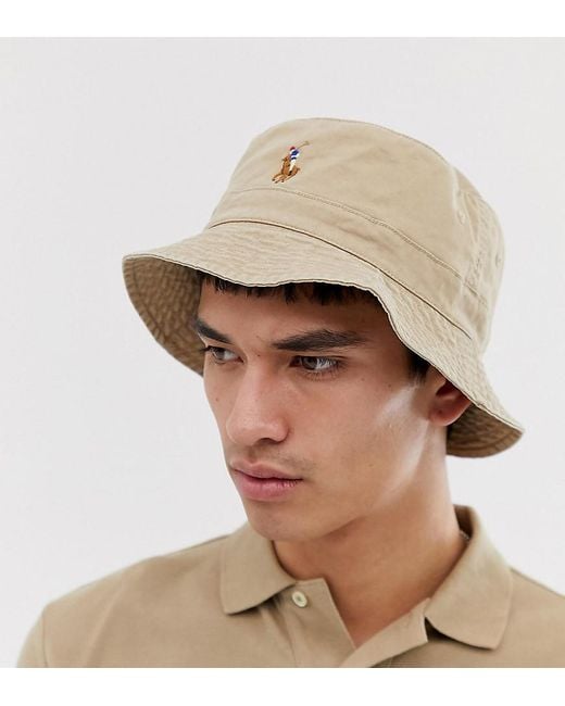 Cappello da pescatore beige con logo multi - In esclusiva per ASOS da Uomo  di Polo Ralph Lauren in Neutro | Lyst