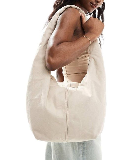 Bolso Tote Grande Holgado Estilo Riñonera De Lona De -Beis ASOS de color White