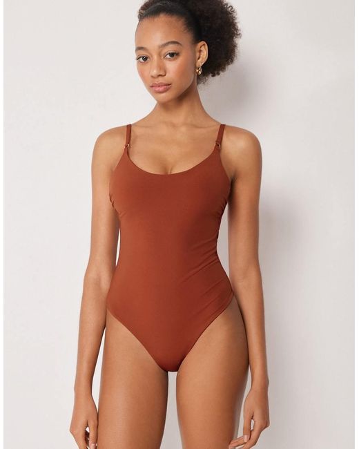 Calzedonia Brown Premium Fit Classic One-Piece Swimsuit