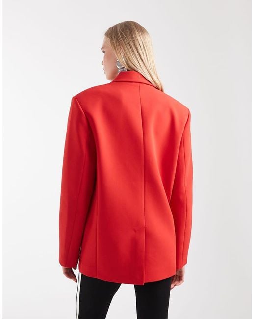 ASOS Red Power Shoulder Double Breasted Blazer
