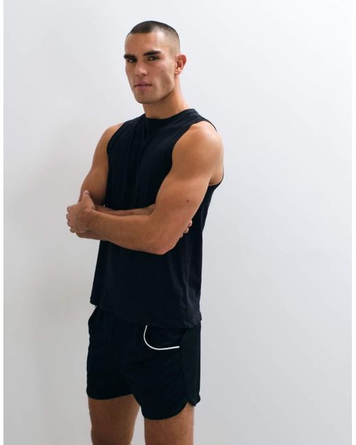 4505 Blue Lightweight Cotton Slub Tank for men