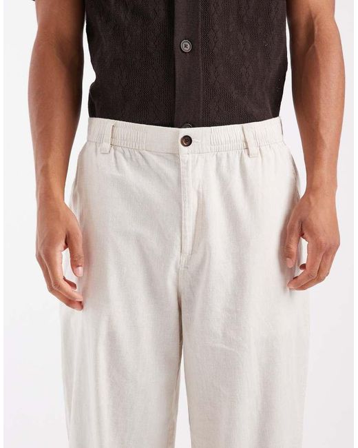 Jack & Jones White Smart Linen Mix Pants for men