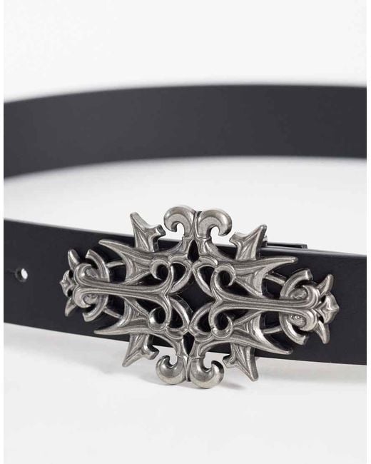 ASOS White Ornate Cut Out Buckle Faux Leather Belt for men