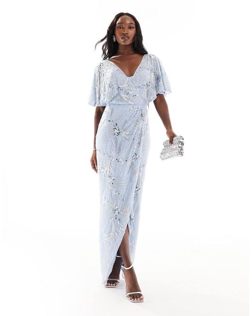 Beauut White Bridesmaid Embellished Maxi Wrap Dress