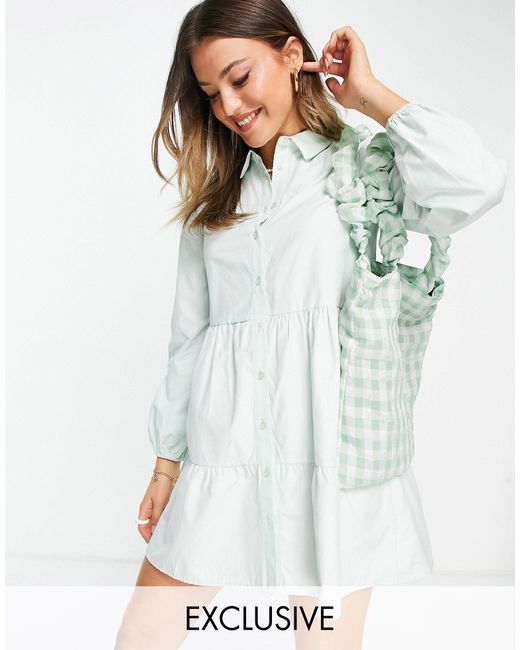 stradivarius white shirt dress