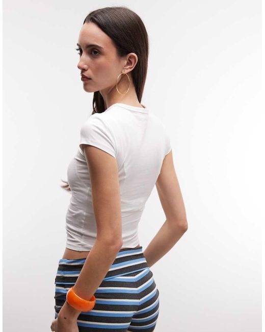 Collusion White Fitted Cap Sleeve T-shirt