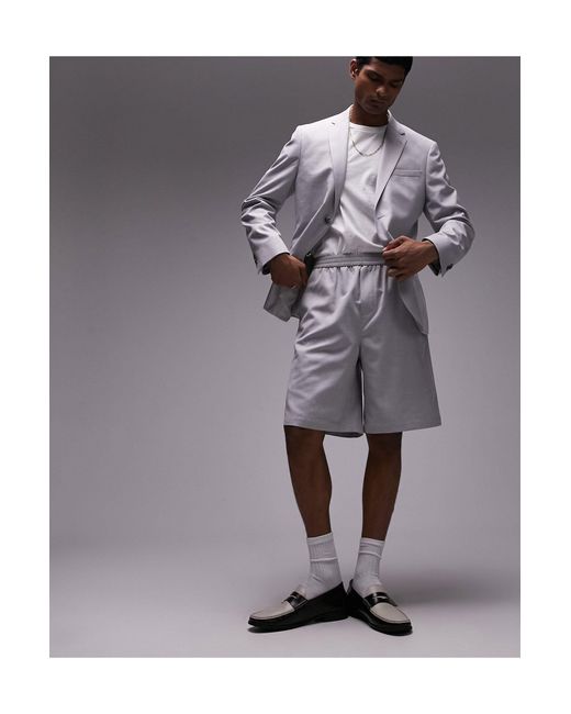 Topman – shorts aus leinen in Gray für Herren