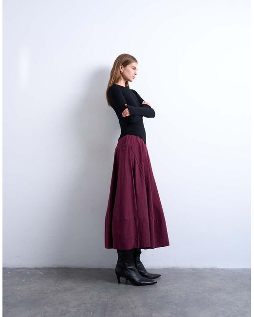 TOPSHOP Blue Premium Rib Long Sleeve Top