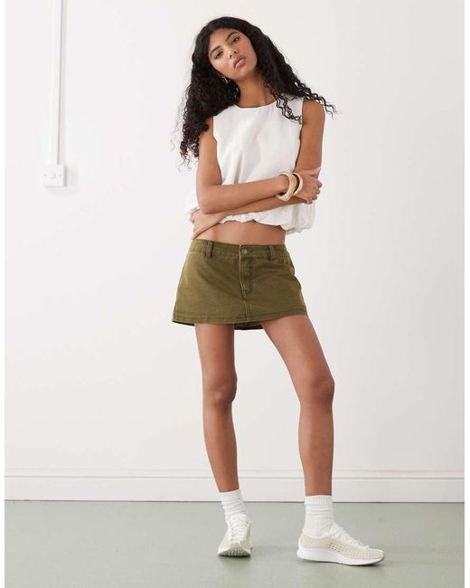 Monki Green Linen Blend Bubble Top