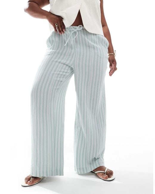 Pantalon large en coton à rayures Vero Moda en coloris White