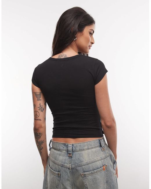 Collusion Black Wrap Front Fitted Top