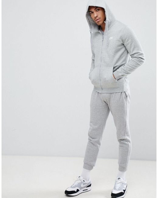 Nike Club Zip-through Hoodie in Grey for Men | Lyst UK