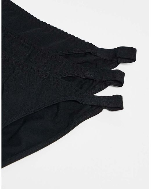 ASOS Black 3 Pack Cotton Tanga Brief