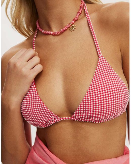 Cotton On Red String Triangle Bikini Top