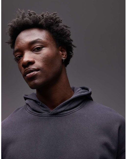 Topman Black Oversized Fit Hoodie for men