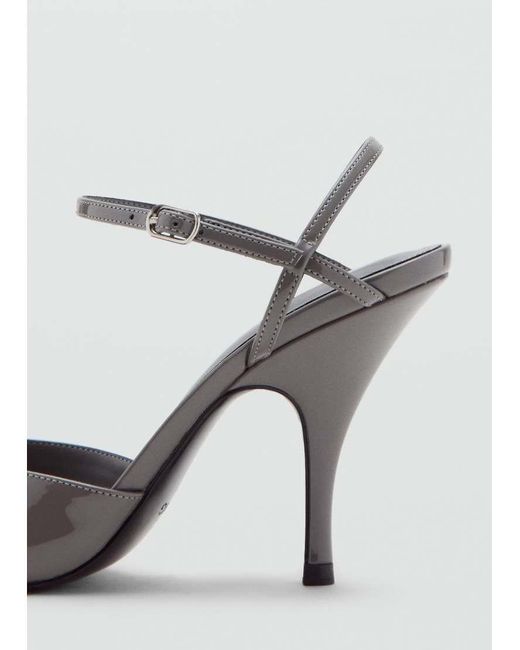 Mango White Sling Back Shoes With Cross Strap Heel
