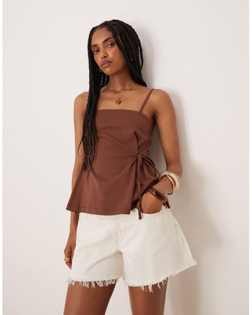 ASOS Brown Cinched Tie Side Cami