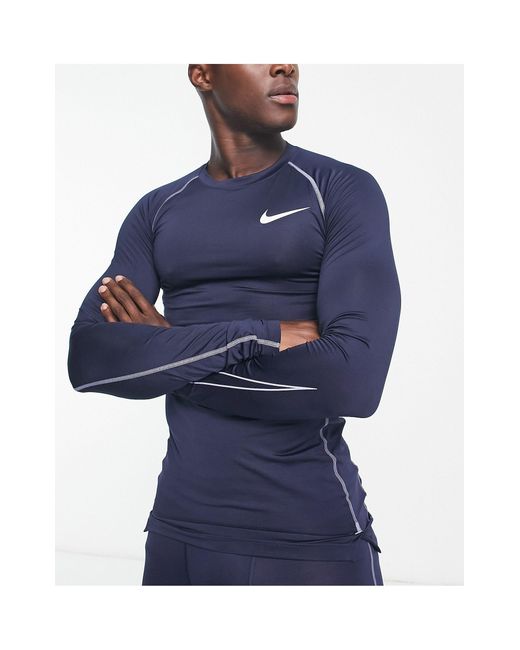 Nike - training pro - top moulant à manches longues en tissu dri-fit Nike  pour homme en coloris Bleu | Lyst