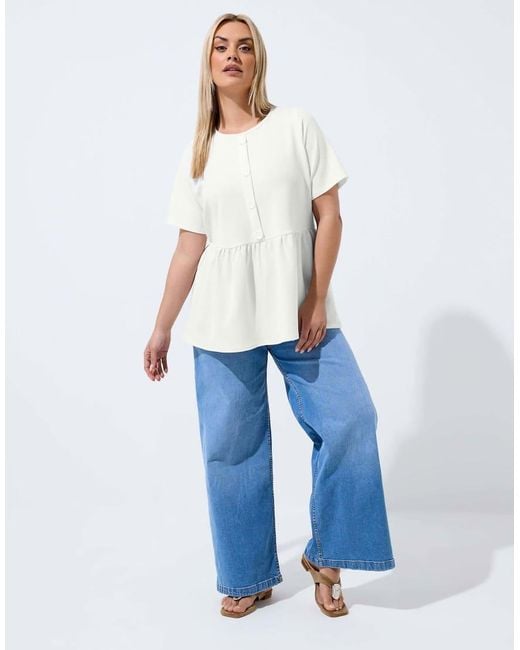 Yours Clothing White Button Peplum Top