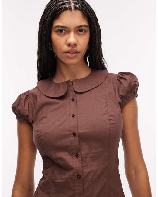 Collusion Red Shirt Dress With Micro Frill Skirt
