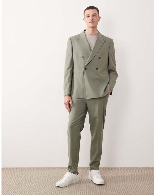 ASOS Green Double Breasted Regular Suit Jacket for men
