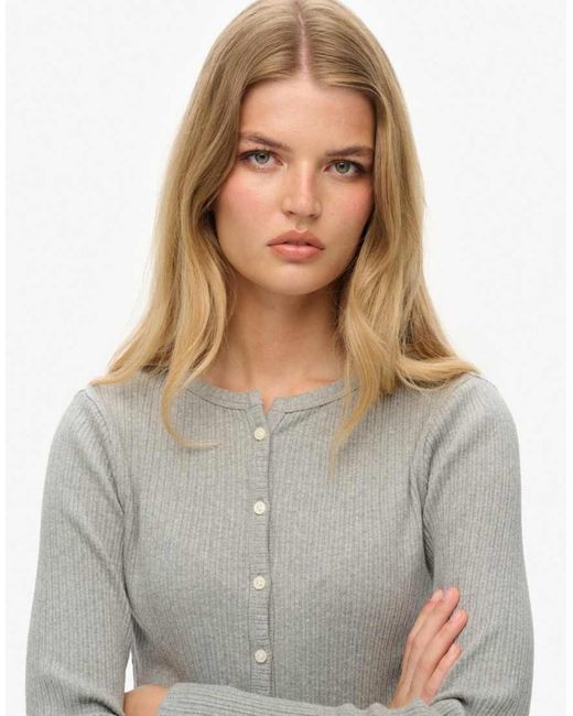 Superdry Gray Athletic Essentials Ribbed Cardigan