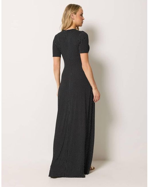 Long Tall Sally Black Polka Dot Short Sleeve Maxi Dress