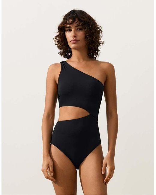 Oysho Blue Asymmetric Strap Trikini