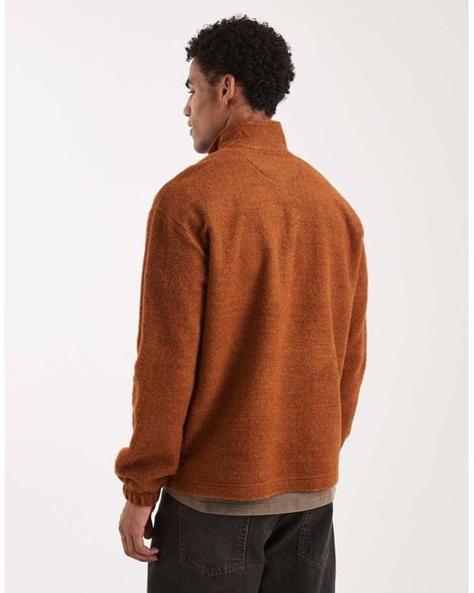 Farah Brown Boxdale Half Zip Sweatshirt for men
