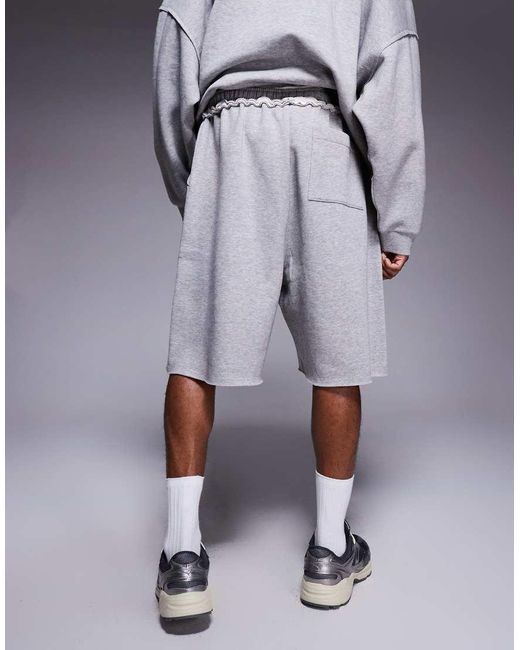 Pantalones Cortos Gris Jaspeado Con Bordes Sin Rematar De (Parte De Un Conjunto) ASOS de hombre de color Blue