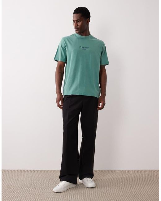 Calvin Klein Green Graphic Acid Wash T-shirt for men