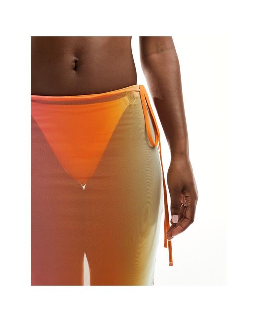 SIMMI Orange Simmi – strand-schlauchrock aus netzstoff mit farbverlauf